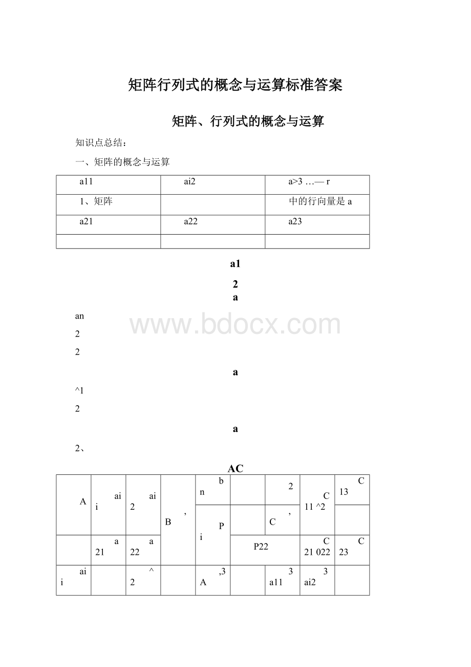 矩阵行列式的概念与运算标准答案Word文件下载.docx