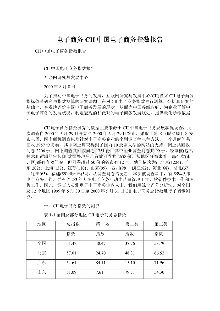 电子商务CII中国电子商务指数报告.docx