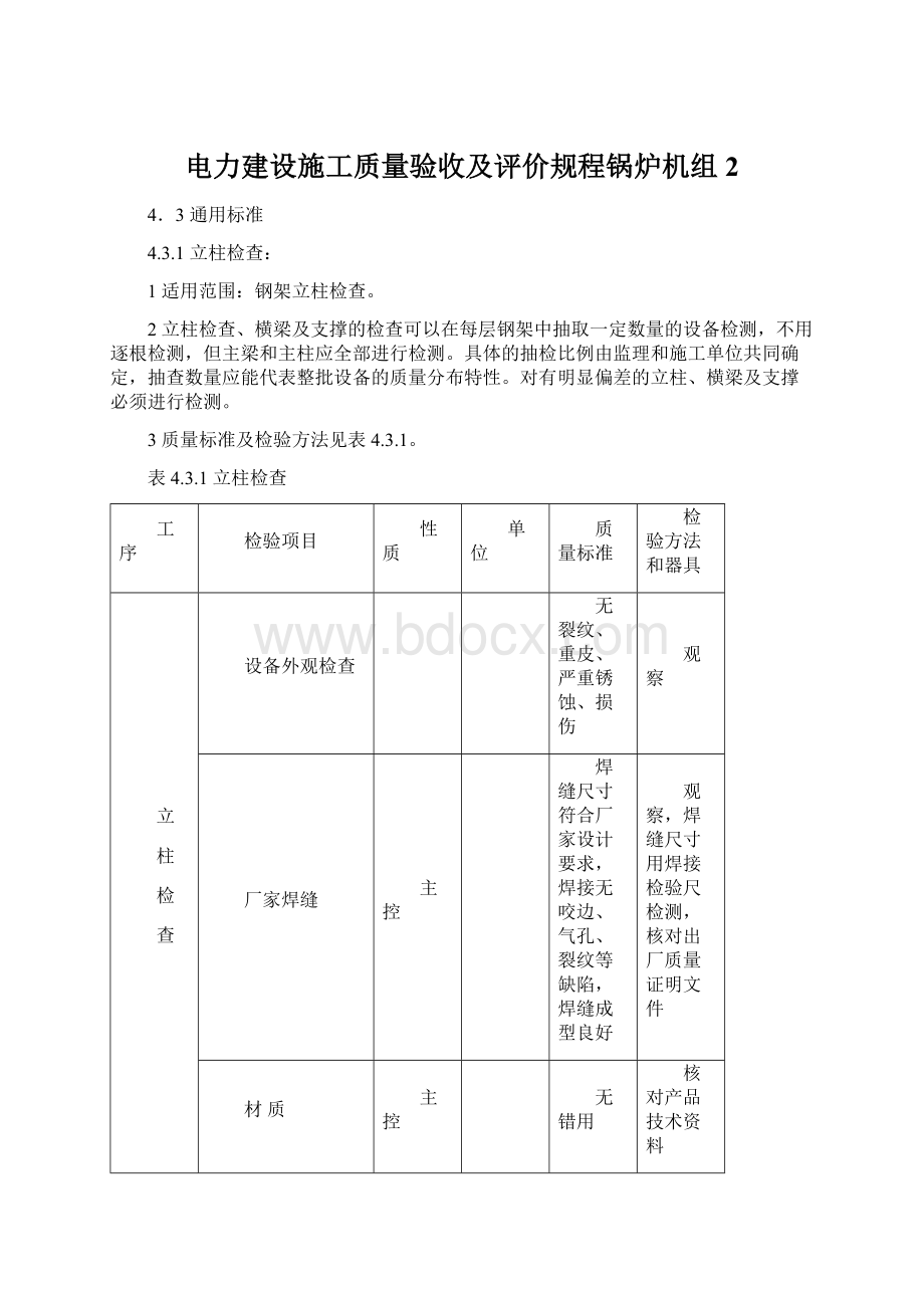 电力建设施工质量验收及评价规程锅炉机组2.docx