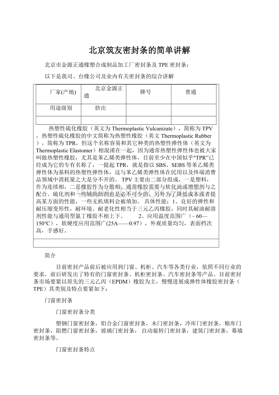 北京筑友密封条的简单讲解Word文档下载推荐.docx