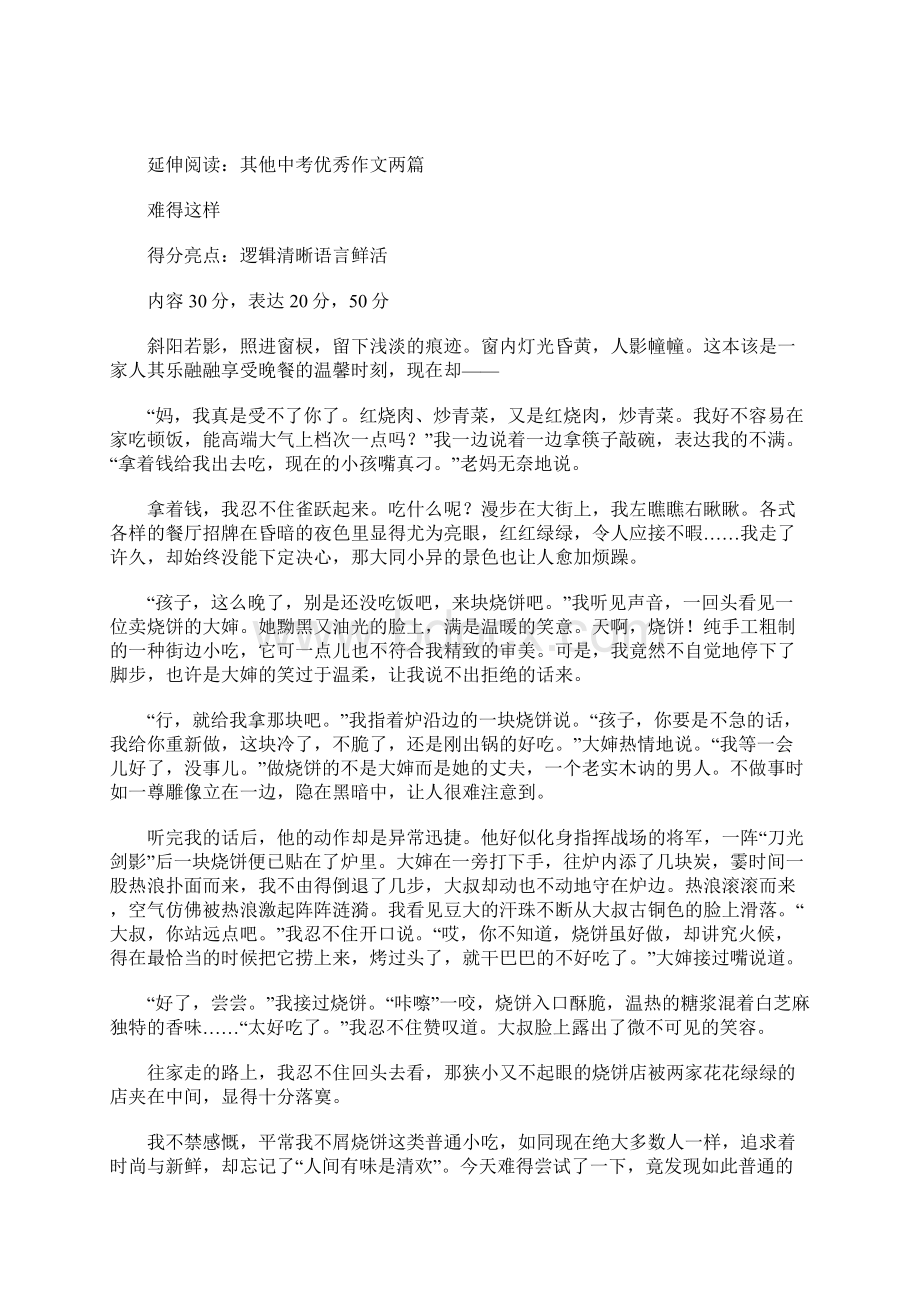 中考优秀作文范文及得分分析致敬奋斗的时光.docx_第3页