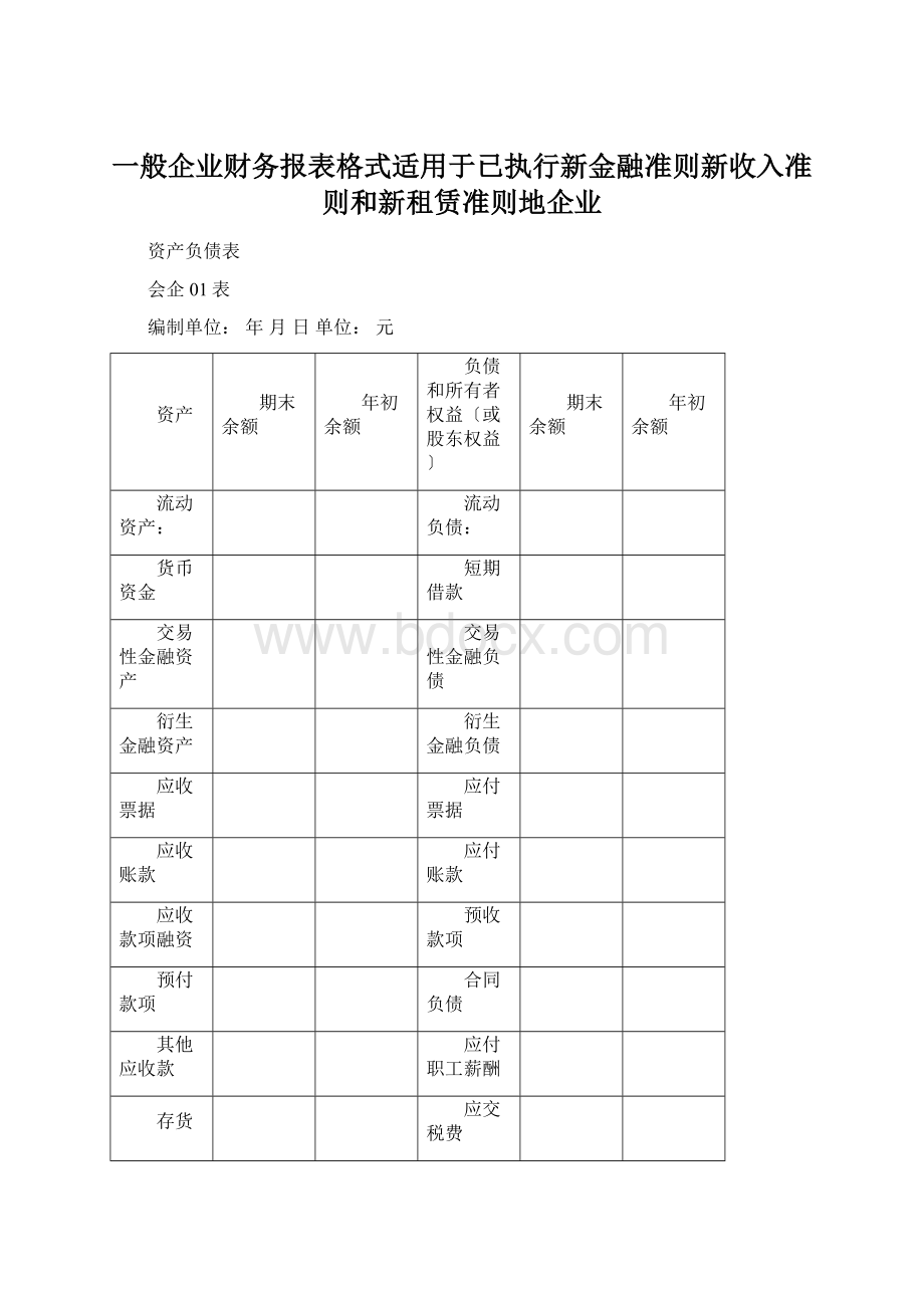 一般企业财务报表格式适用于已执行新金融准则新收入准则和新租赁准则地企业.docx