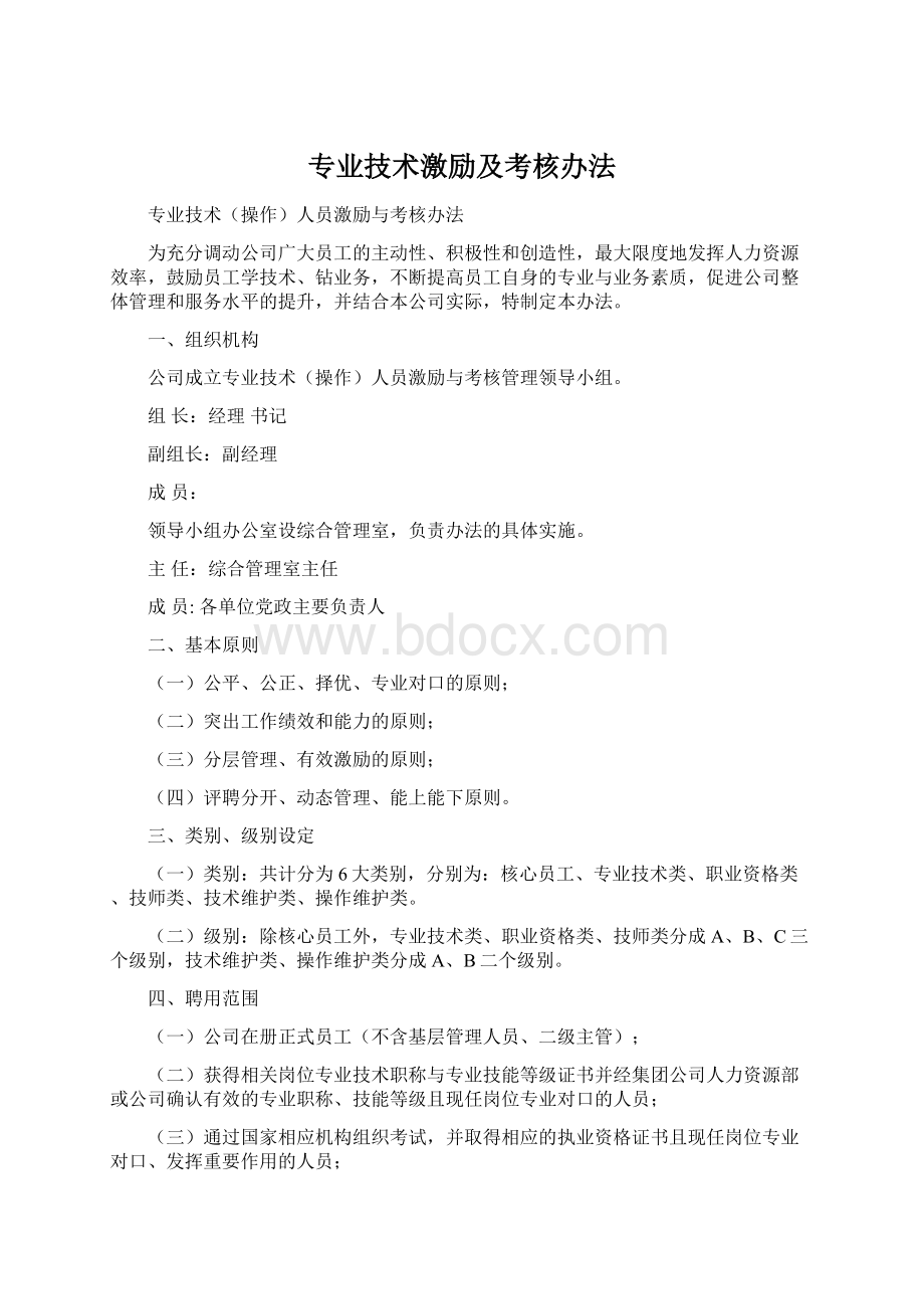 专业技术激励及考核办法.docx_第1页