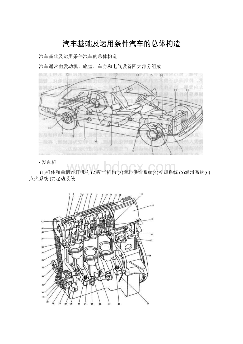 汽车基础及运用条件汽车的总体构造Word文档格式.docx