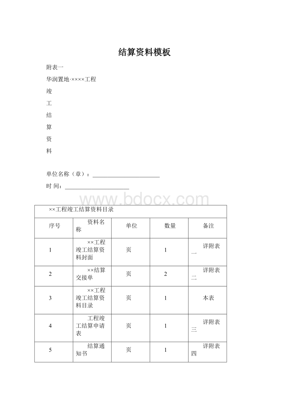 结算资料模板.docx