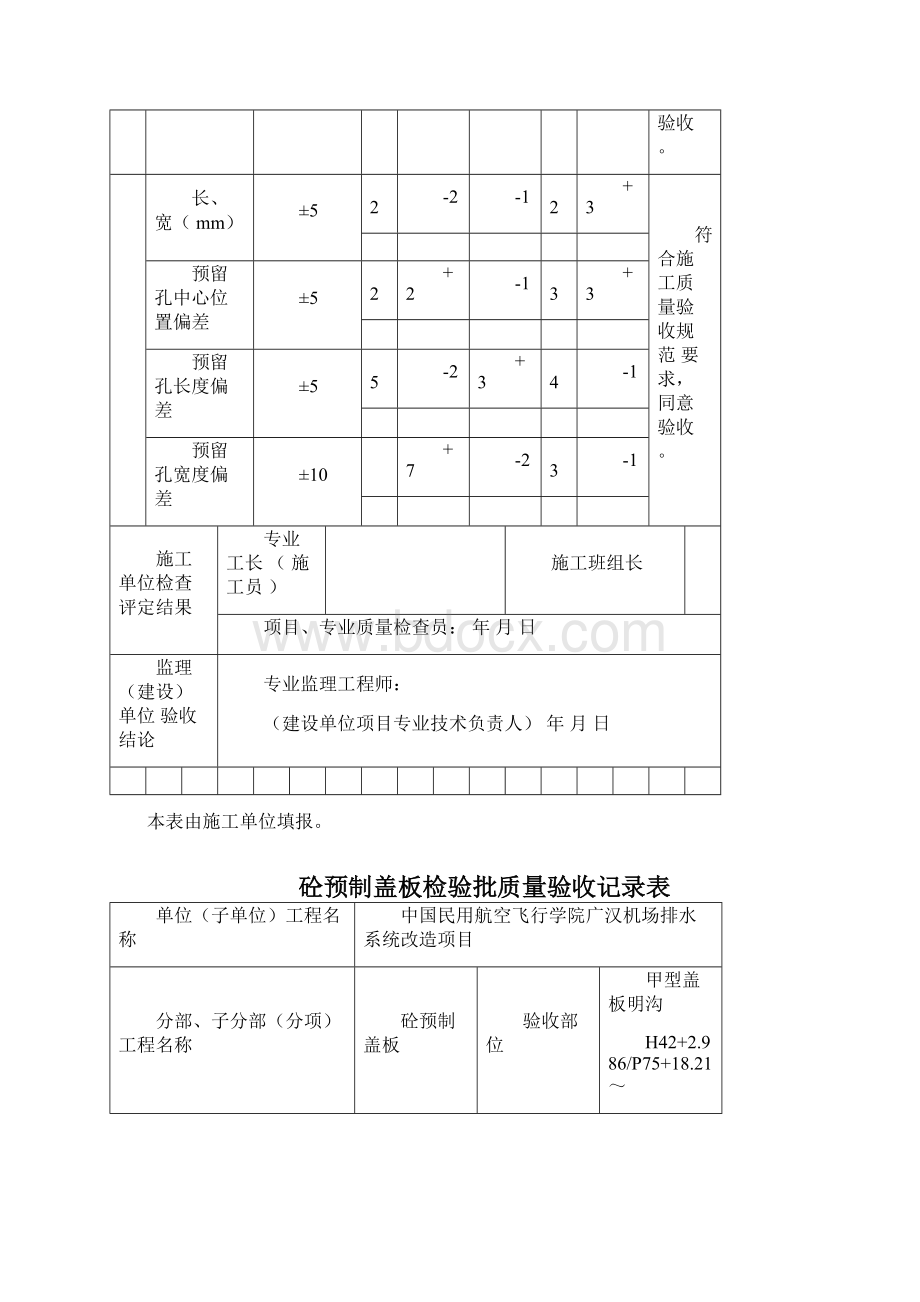 预制盖板检验批质量验收记录表.docx_第2页