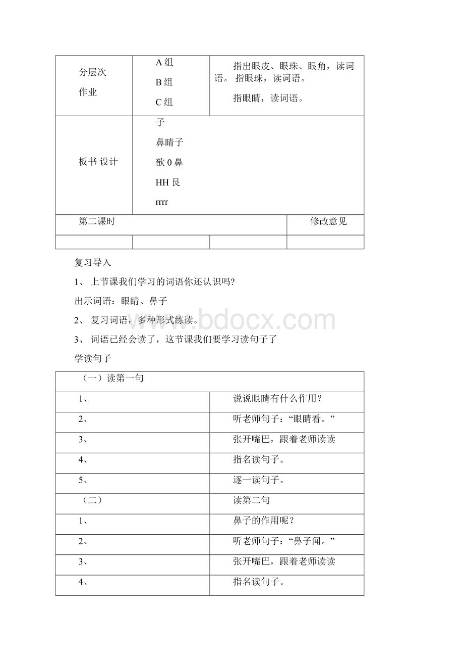 培智学校生活语文第二册1眼睛鼻子教案.docx_第3页