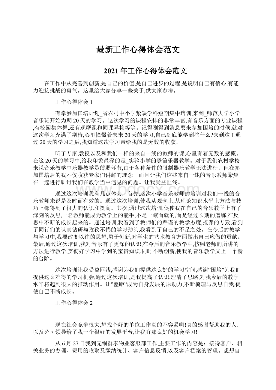 最新工作心得体会范文文档格式.docx