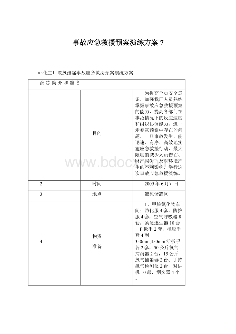 事故应急救援预案演练方案7Word文档格式.docx_第1页