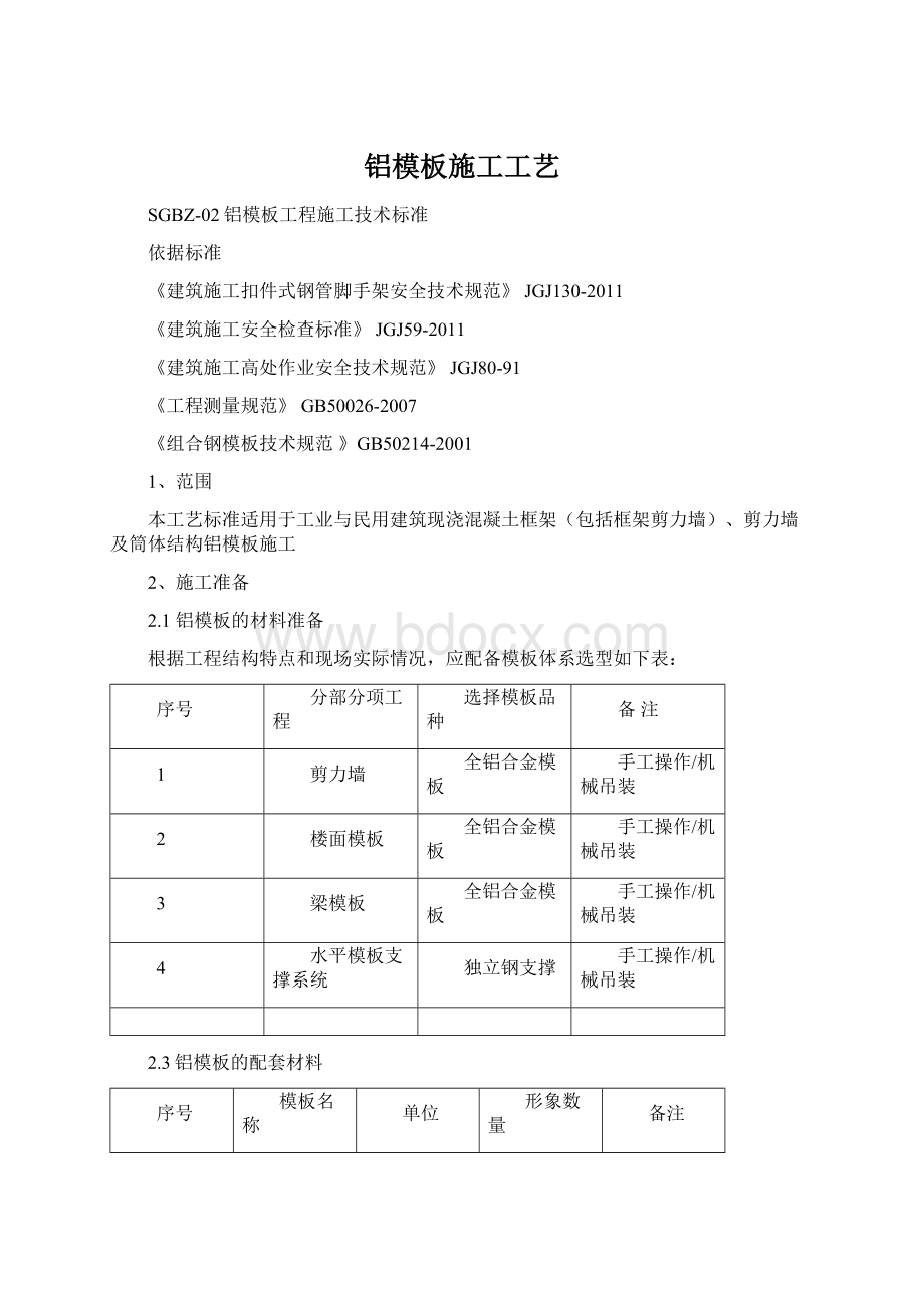 铝模板施工工艺.docx_第1页