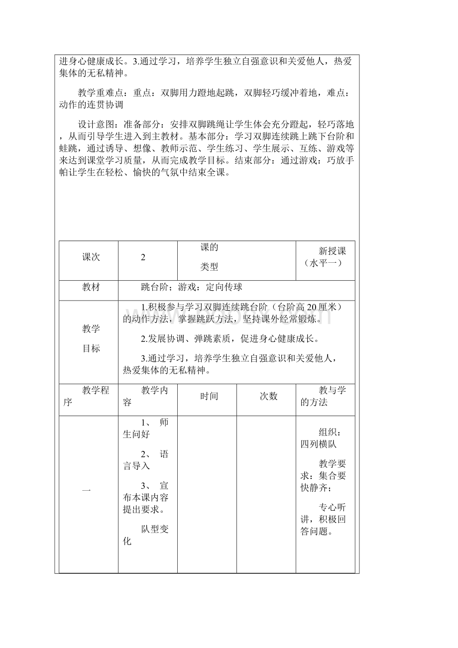 小学体育单元教学设计Word文档格式.docx_第3页