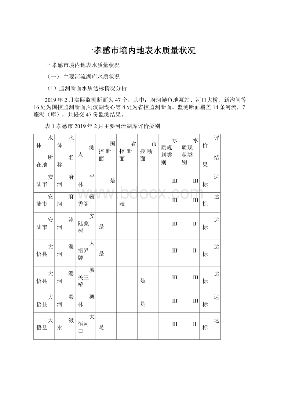 一孝感市境内地表水质量状况.docx_第1页