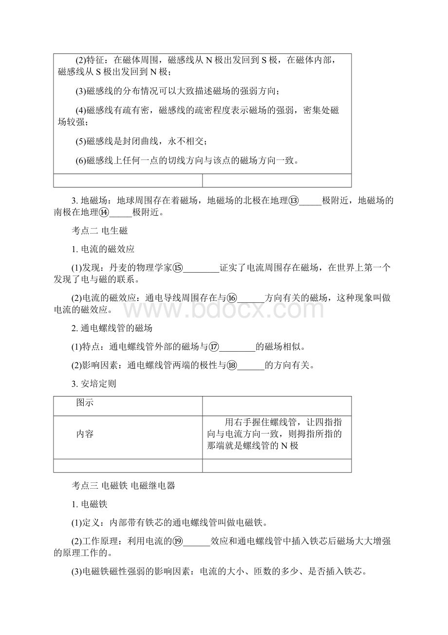 最新中考物理一轮复习 第十七讲 电与磁 第一节 磁现象 磁场 电流的磁效应Word文件下载.docx_第2页