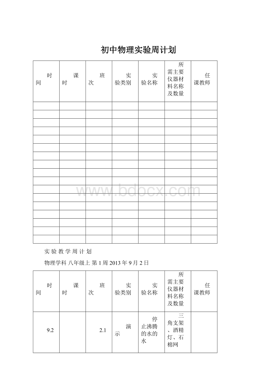 初中物理实验周计划.docx_第1页