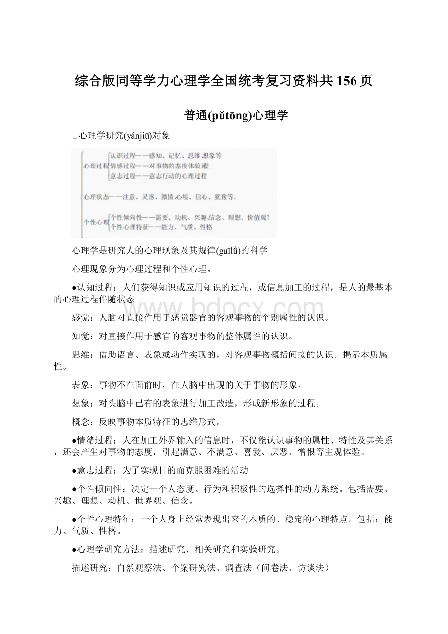 综合版同等学力心理学全国统考复习资料共156页.docx_第1页