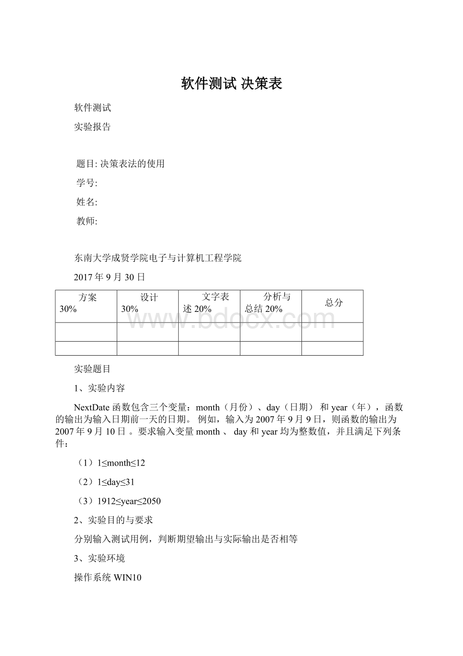 软件测试 决策表.docx_第1页