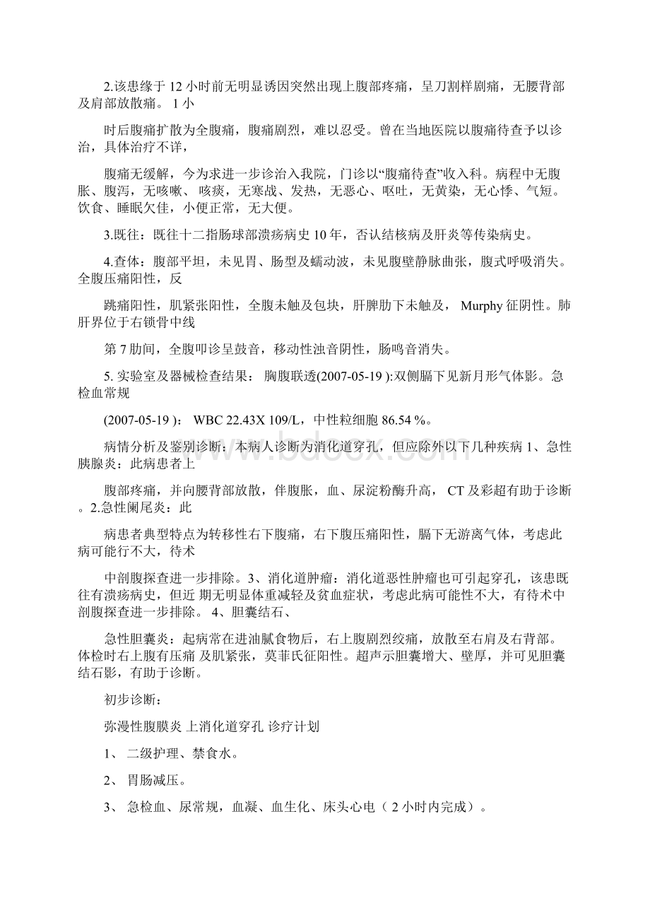 普通外科常见病病历书写及病程记录模板上消化道穿孔.docx_第2页