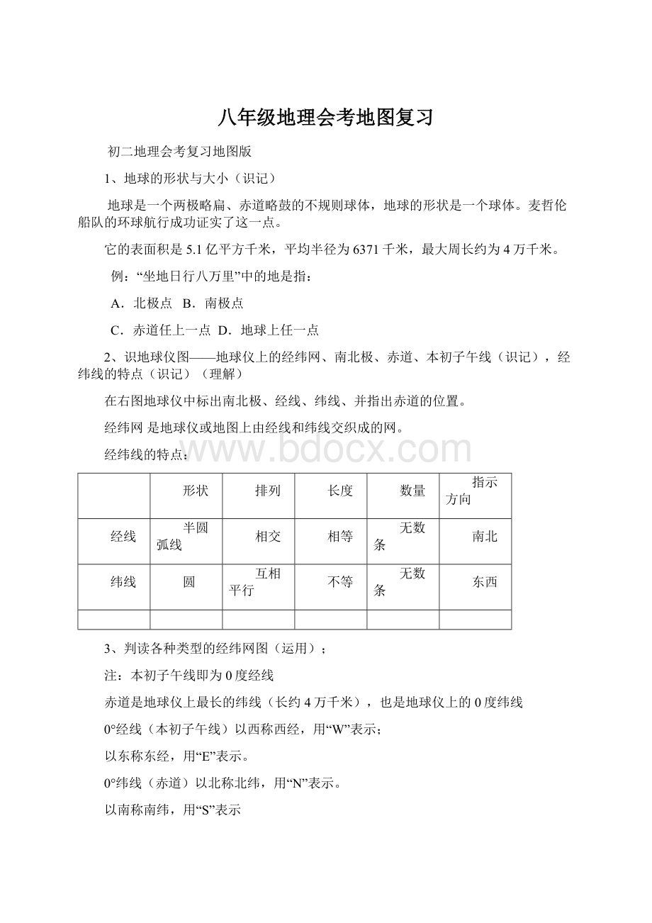 八年级地理会考地图复习Word文档格式.docx