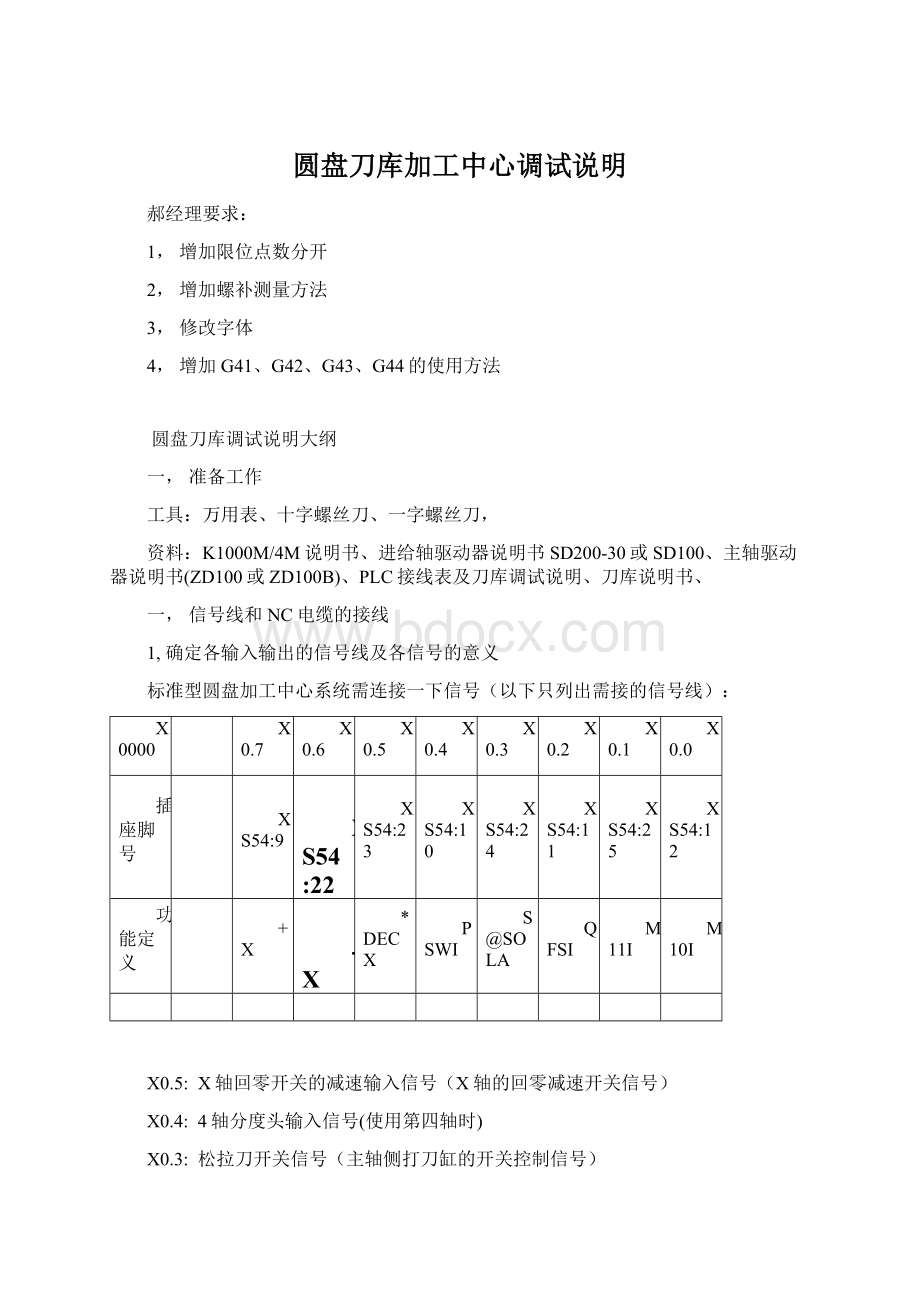 圆盘刀库加工中心调试说明Word文件下载.docx