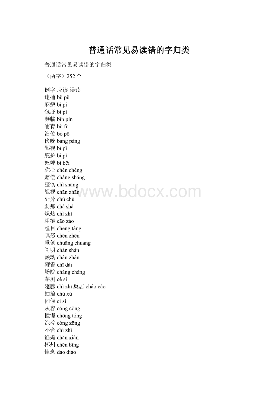 普通话常见易读错的字归类.docx_第1页