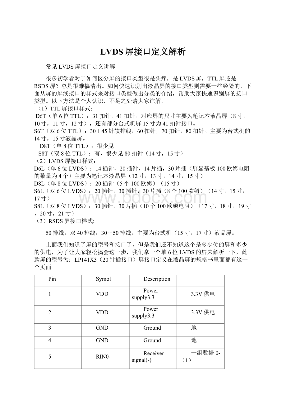 LVDS屏接口定义解析.docx_第1页