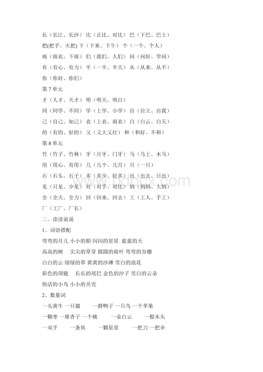 最新版部编版一年级语文上册期末复习资料Word格式.docx_第2页