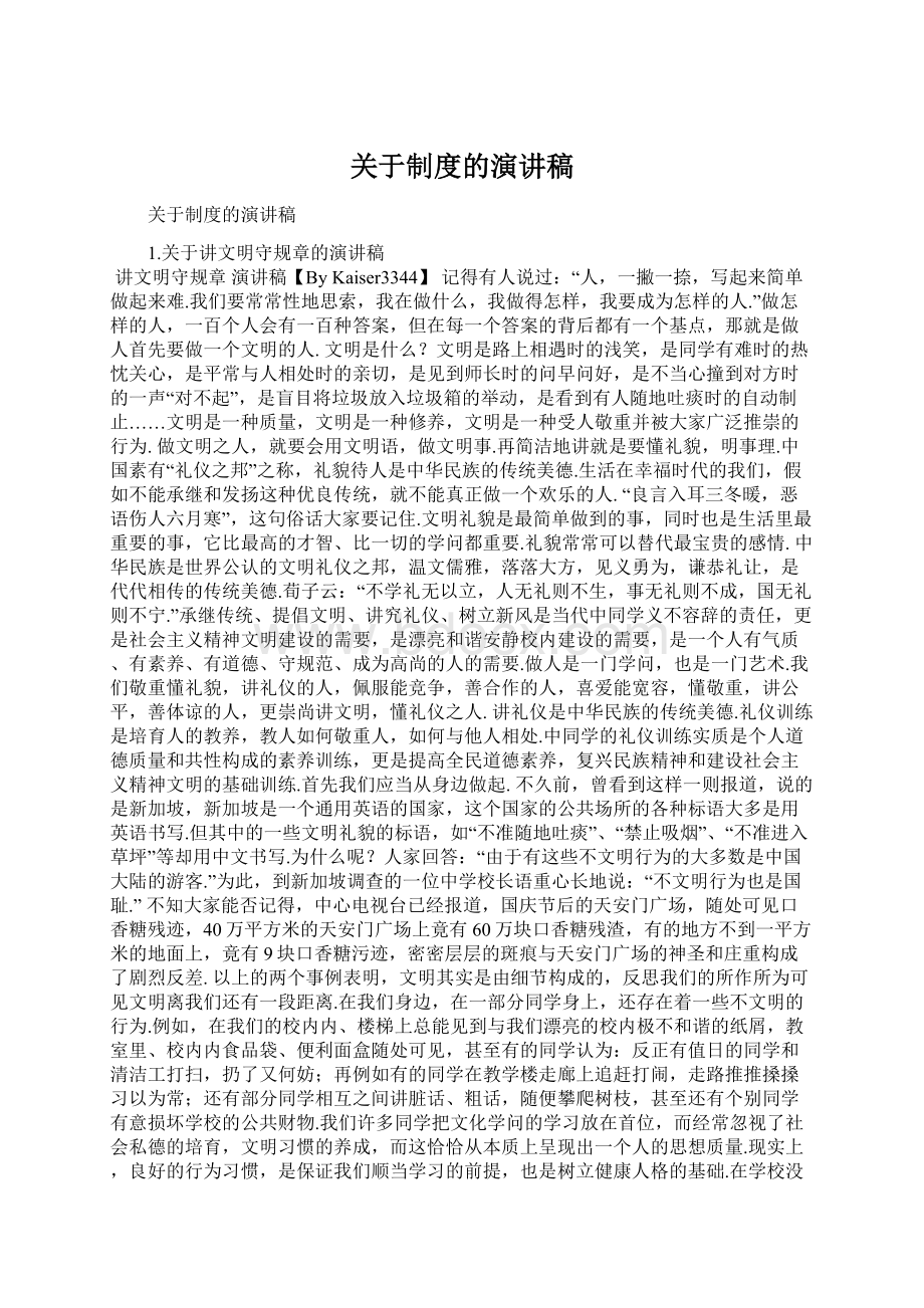 关于制度的演讲稿Word格式.docx