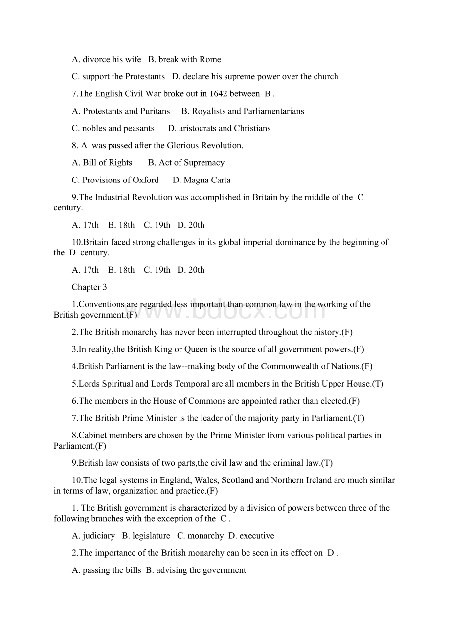 英美国家概况课后题及标准答案Word文件下载.docx_第2页