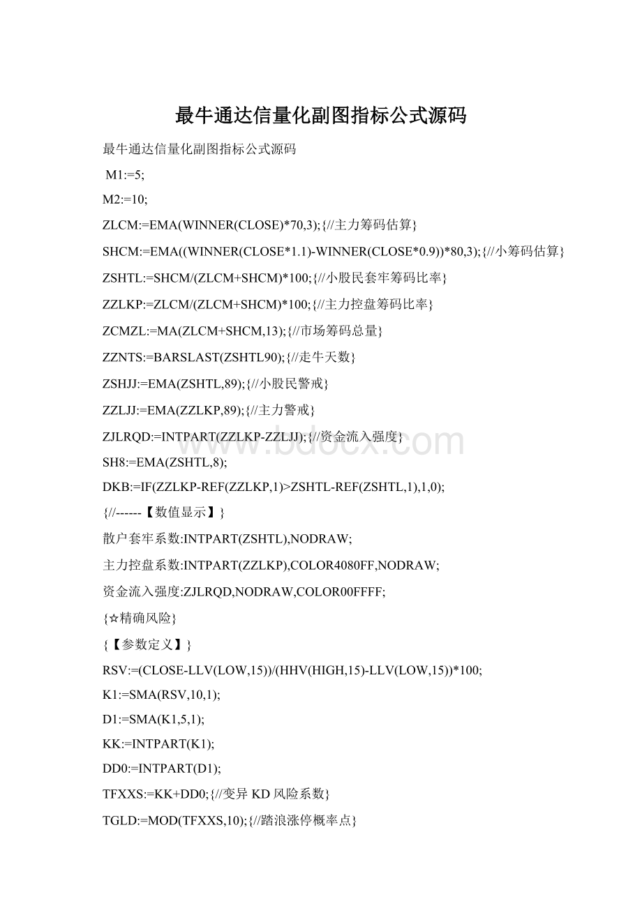 最牛通达信量化副图指标公式源码文档格式.docx