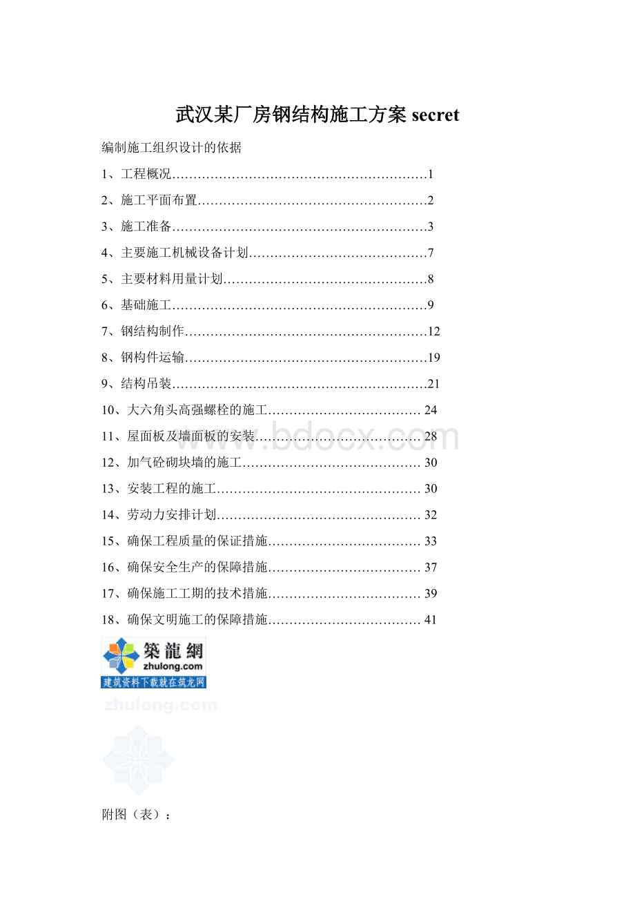 武汉某厂房钢结构施工方案secretWord格式文档下载.docx_第1页