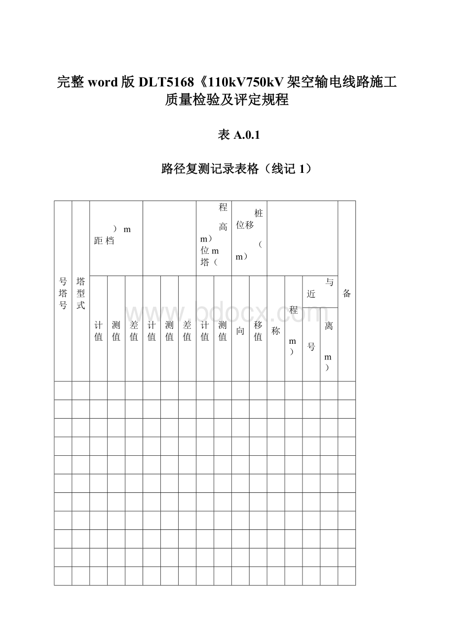 完整word版DLT5168《110kV750kV架空输电线路施工质量检验及评定规程文档格式.docx