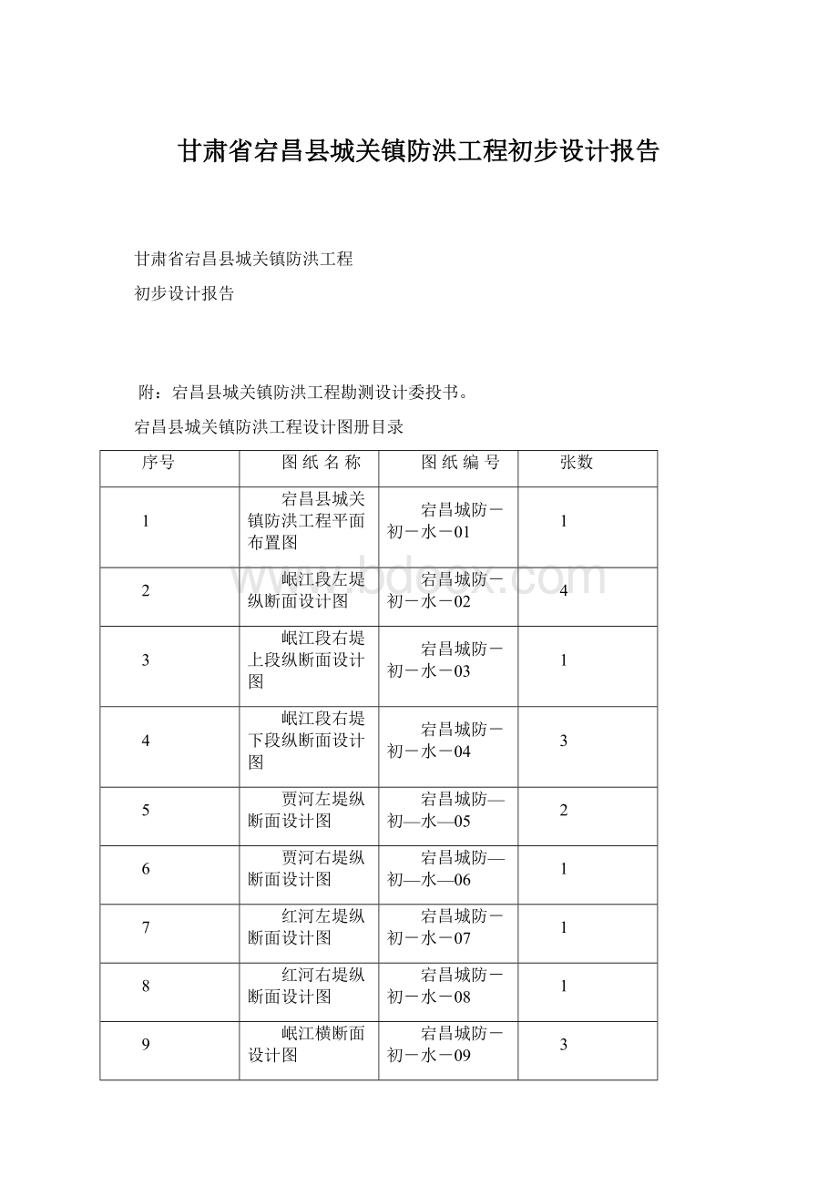 甘肃省宕昌县城关镇防洪工程初步设计报告.docx_第1页