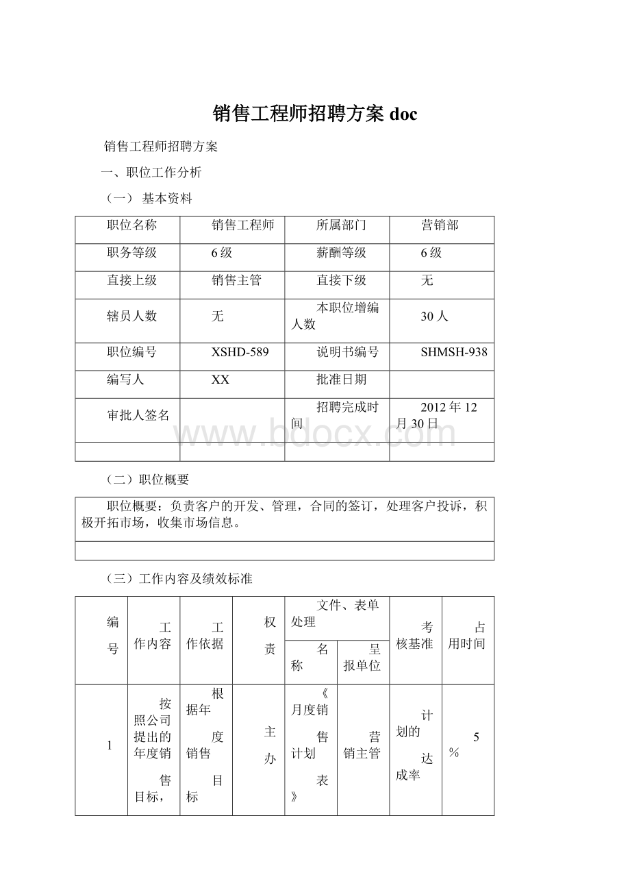 销售工程师招聘方案doc.docx_第1页