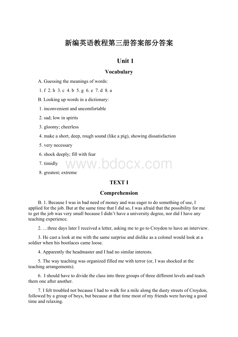 新编英语教程第三册答案部分答案.docx