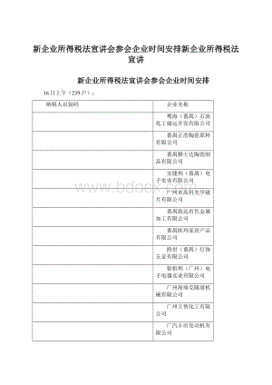 新企业所得税法宣讲会参会企业时间安排新企业所得税法宣讲.docx