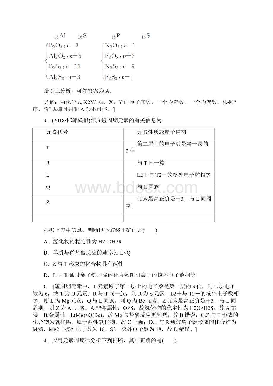 高考化学一轮复习训练鲁科版 课时分层训练17 元素周期律和元素周期表 鲁科版.docx_第2页