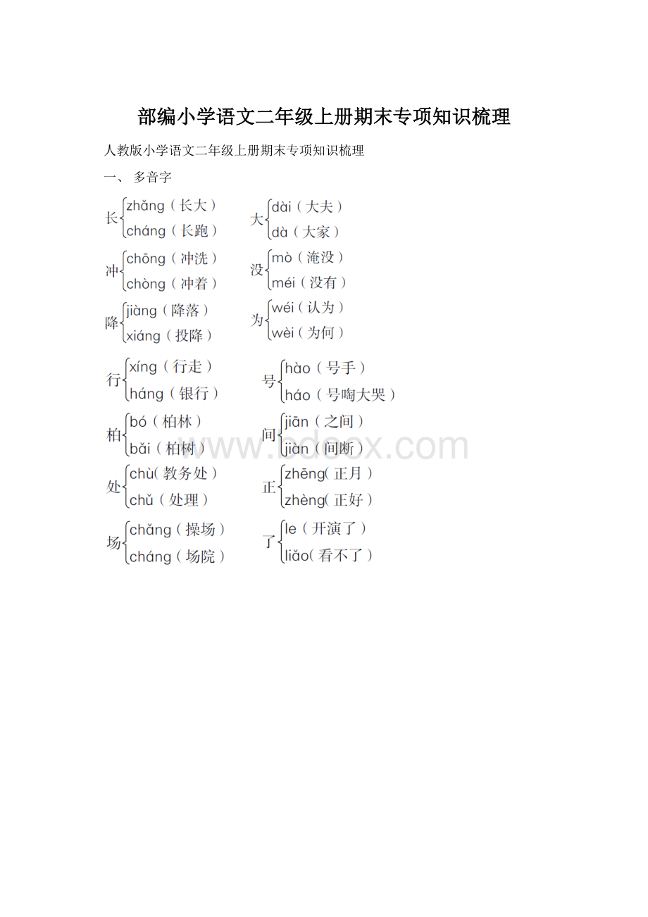 部编小学语文二年级上册期末专项知识梳理Word格式文档下载.docx_第1页