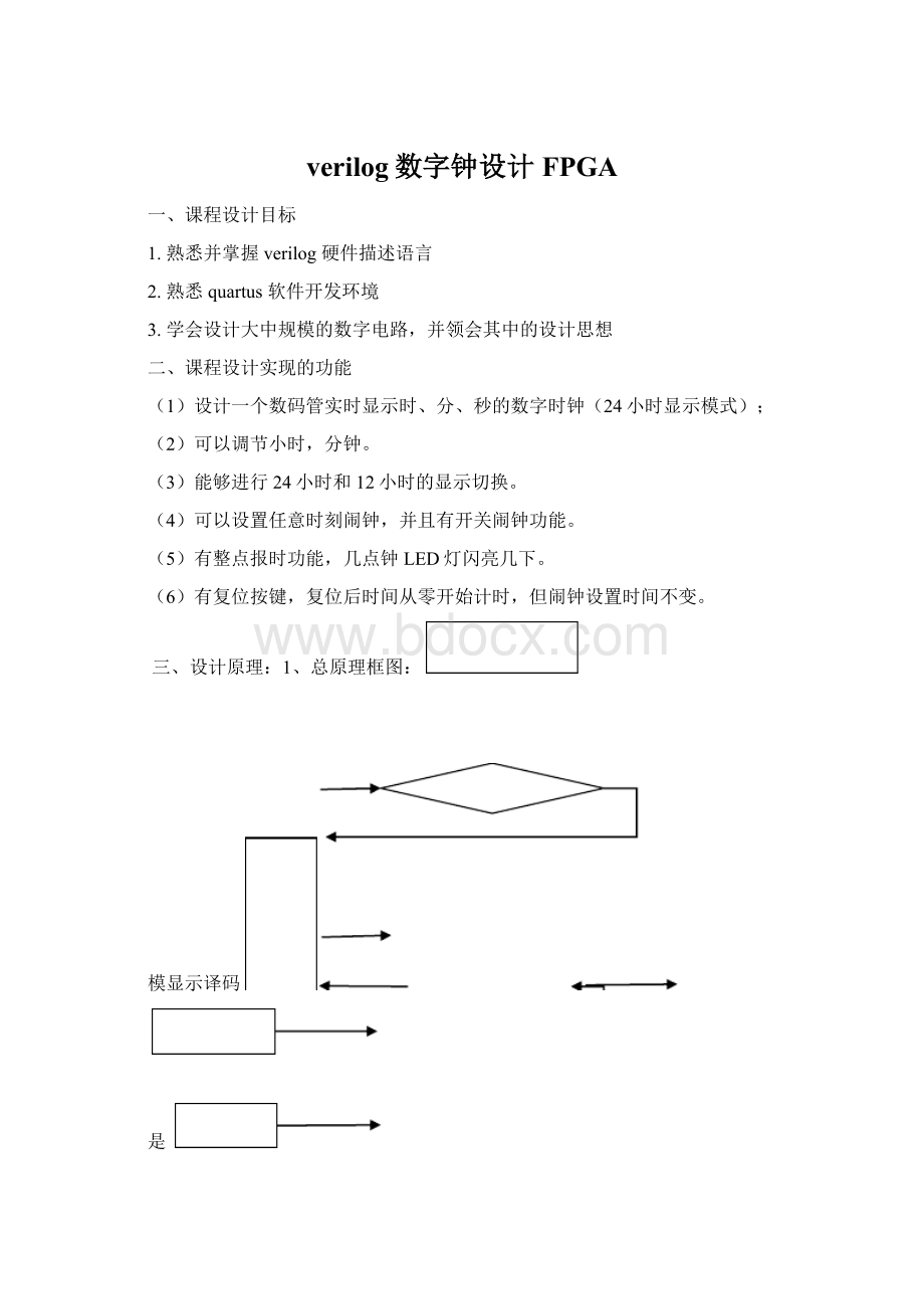 verilog数字钟设计FPGA.docx