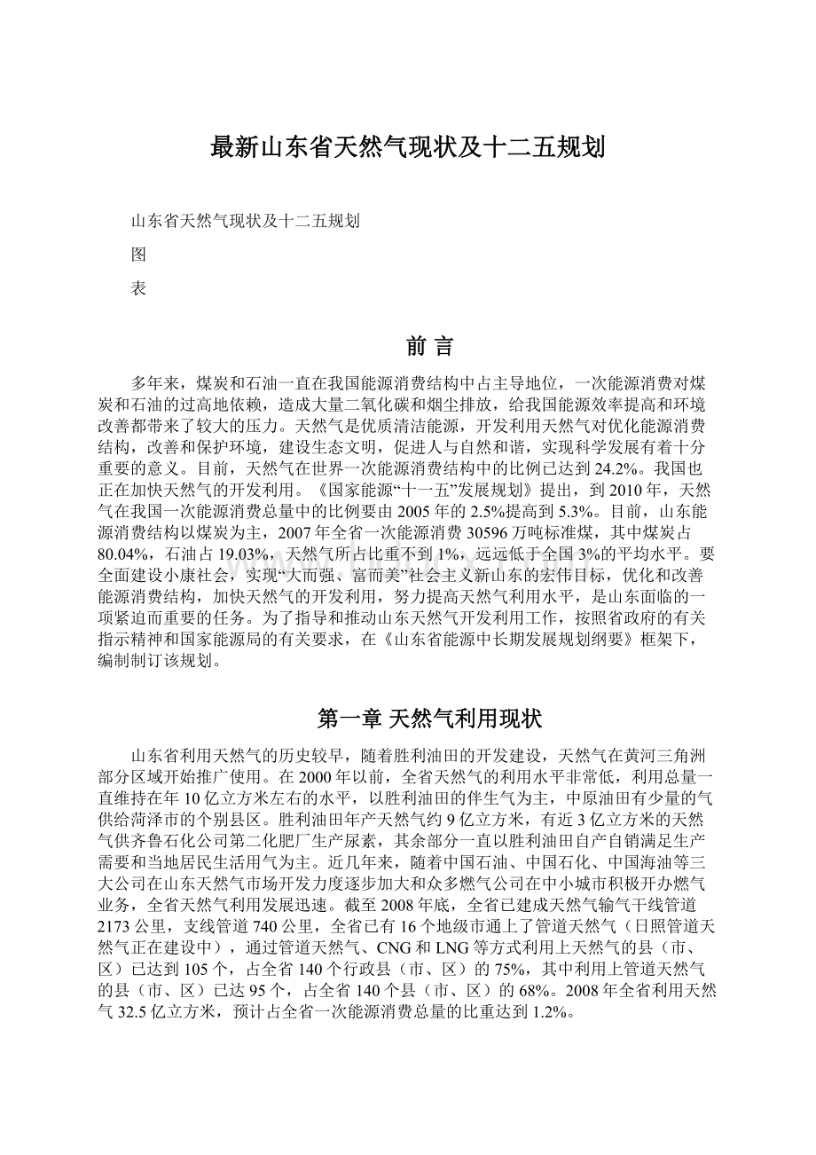 最新山东省天然气现状及十二五规划.docx_第1页