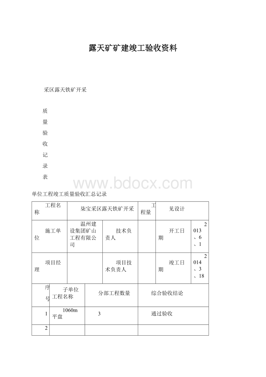 露天矿矿建竣工验收资料.docx_第1页