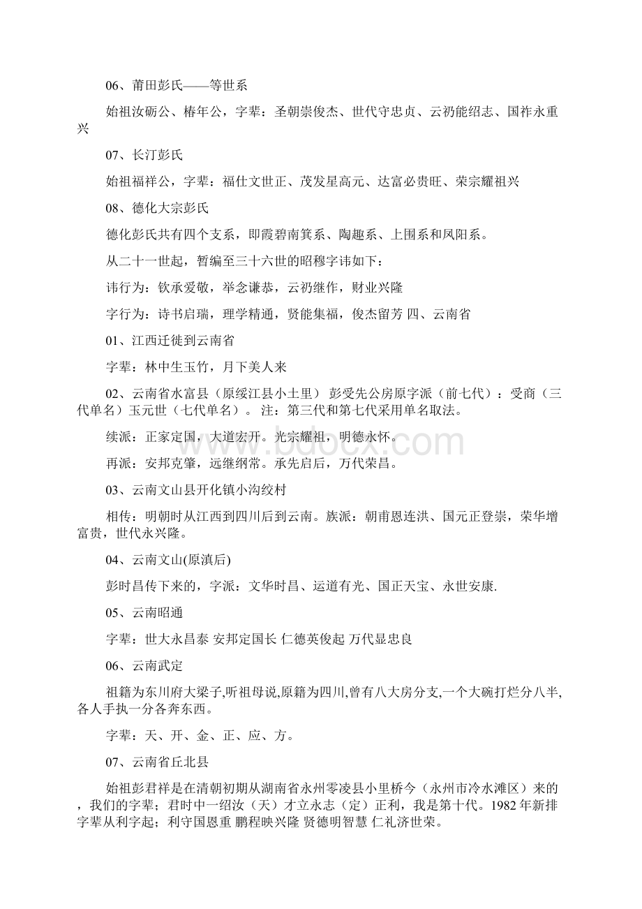 全国各地现有彭氏字辈.docx_第2页