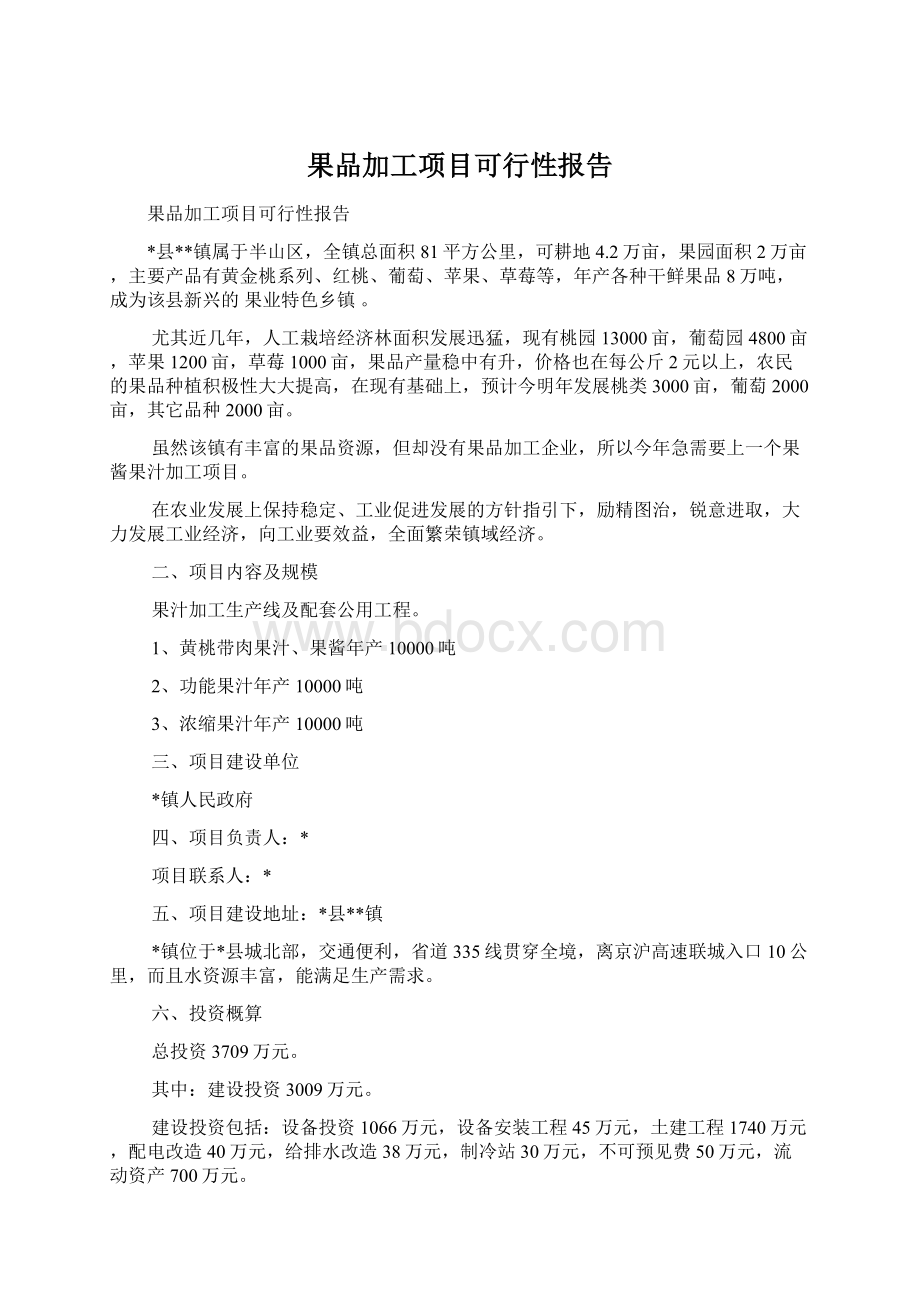 果品加工项目可行性报告.docx