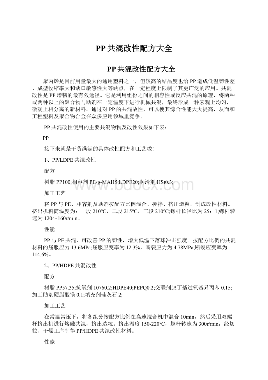 PP共混改性配方大全Word文件下载.docx