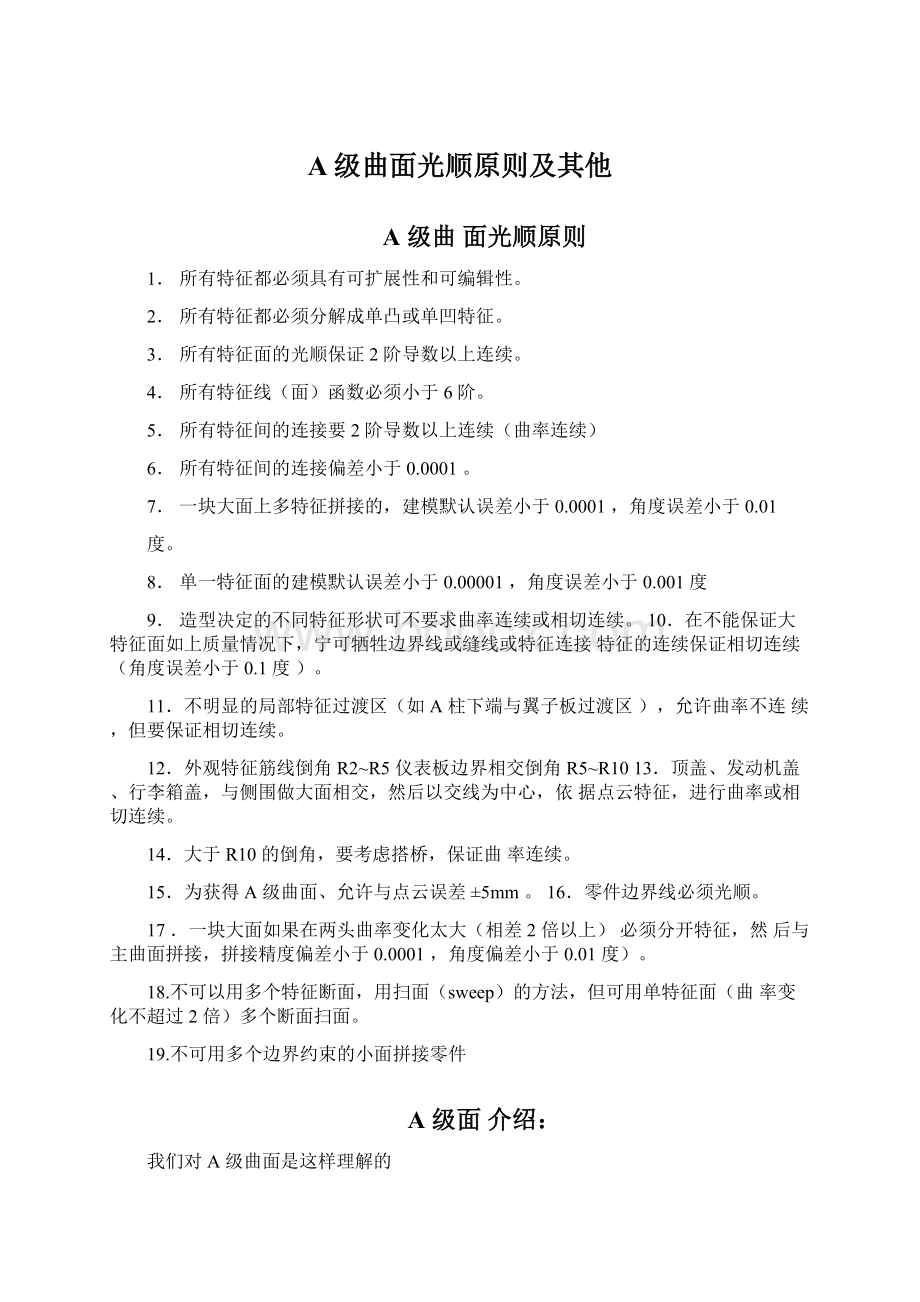 A级曲面光顺原则及其他Word文档下载推荐.docx_第1页