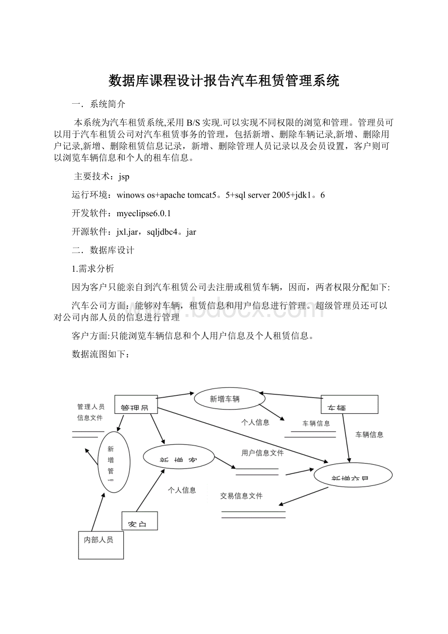 数据库课程设计报告汽车租赁管理系统文档格式.docx_第1页