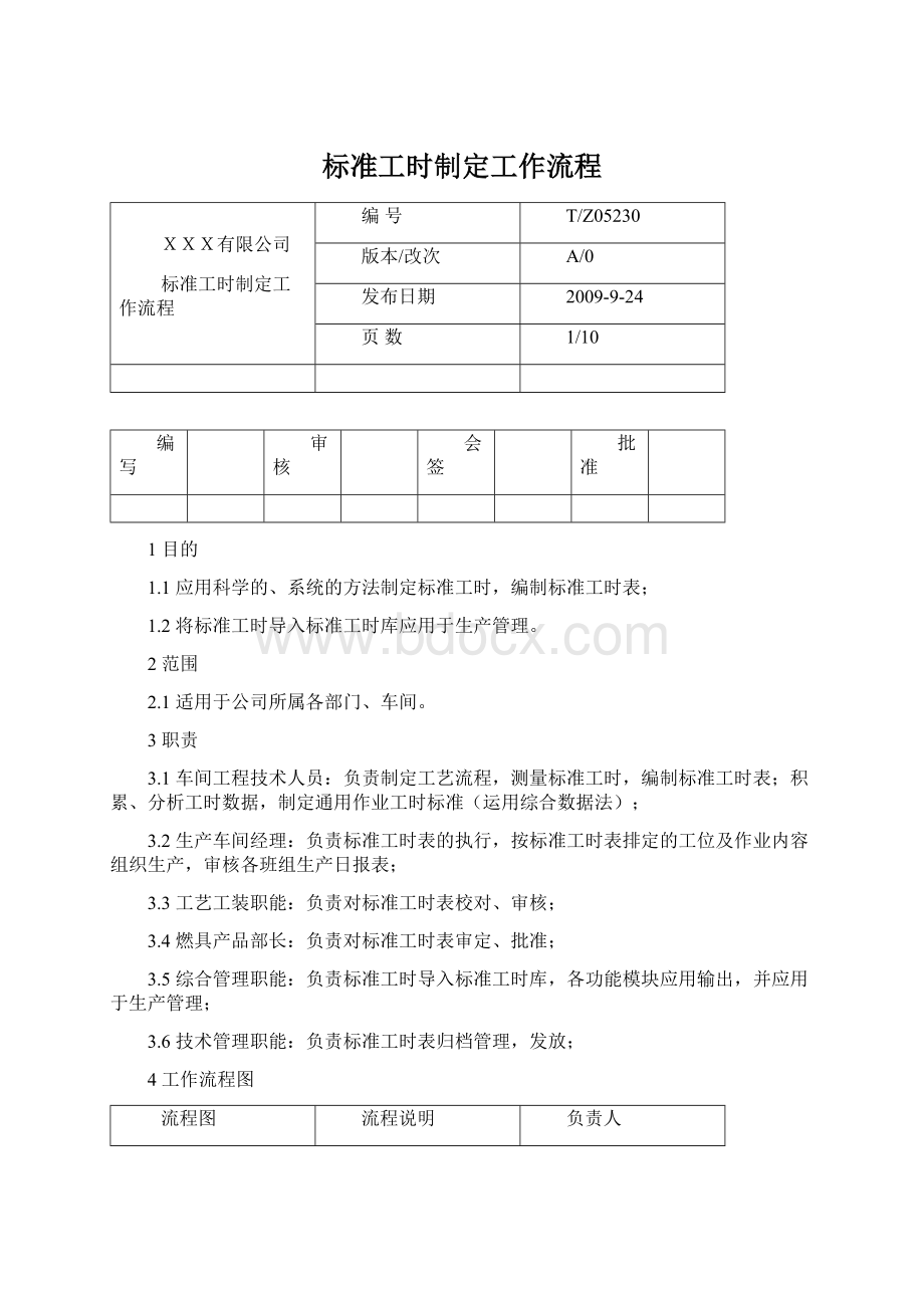 标准工时制定工作流程Word文件下载.docx_第1页