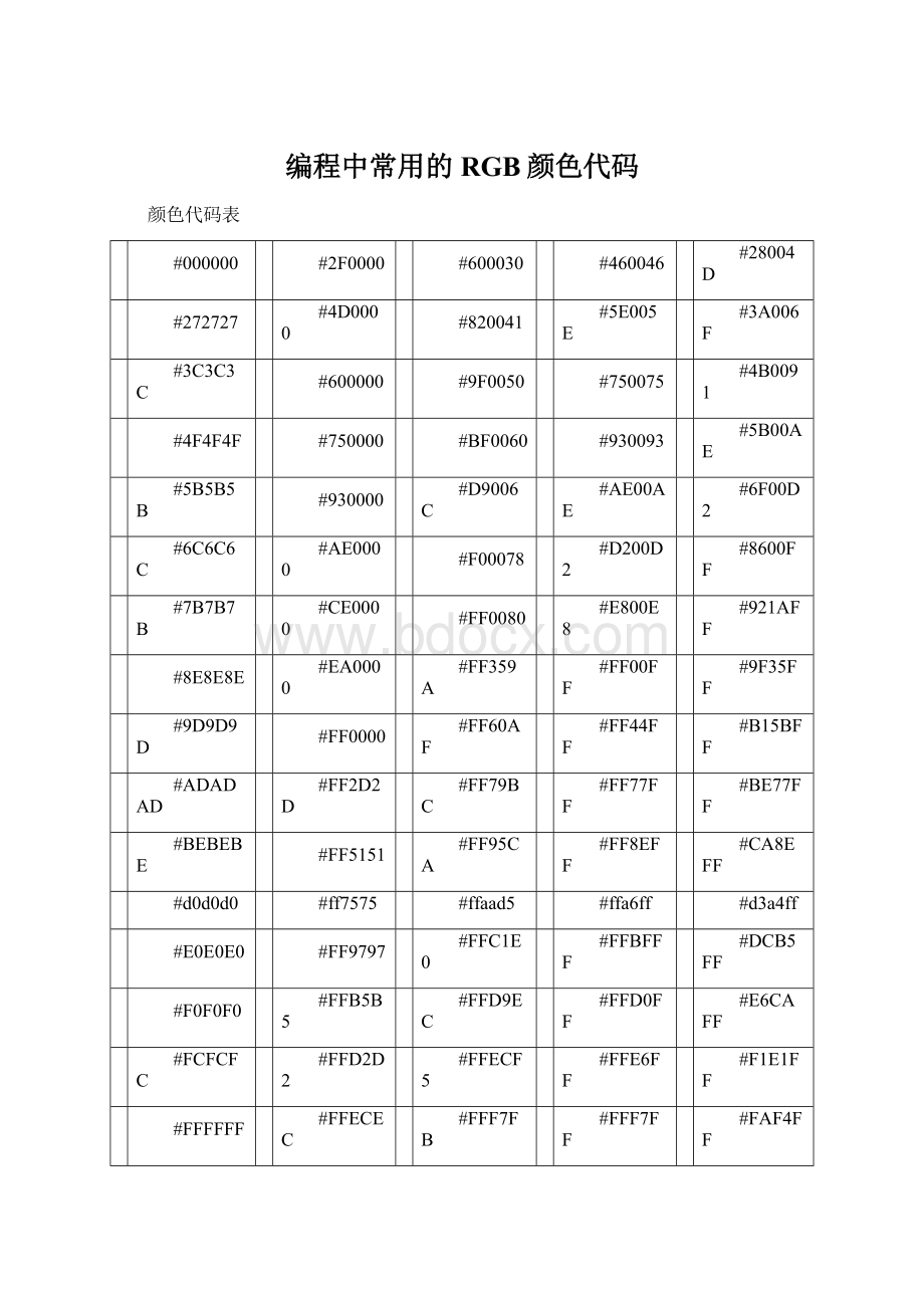 编程中常用的RGB颜色代码.docx_第1页