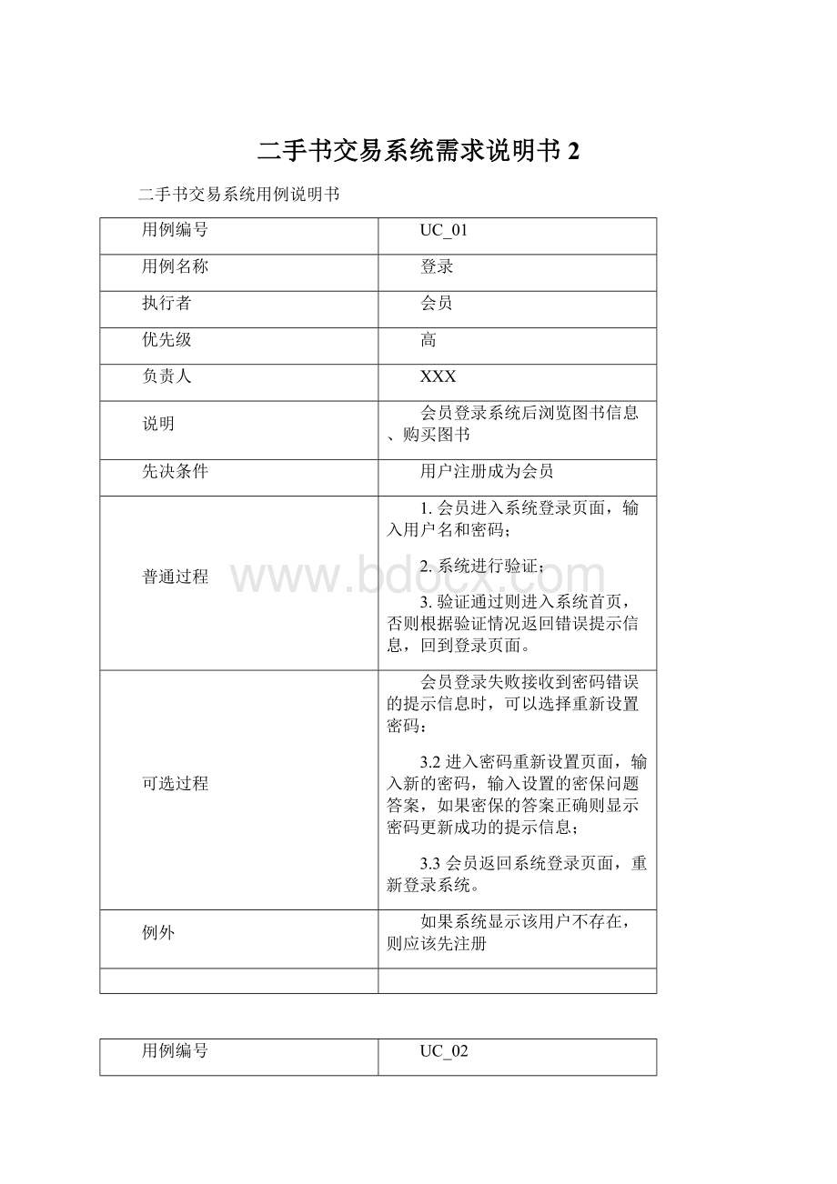 二手书交易系统需求说明书 2.docx_第1页