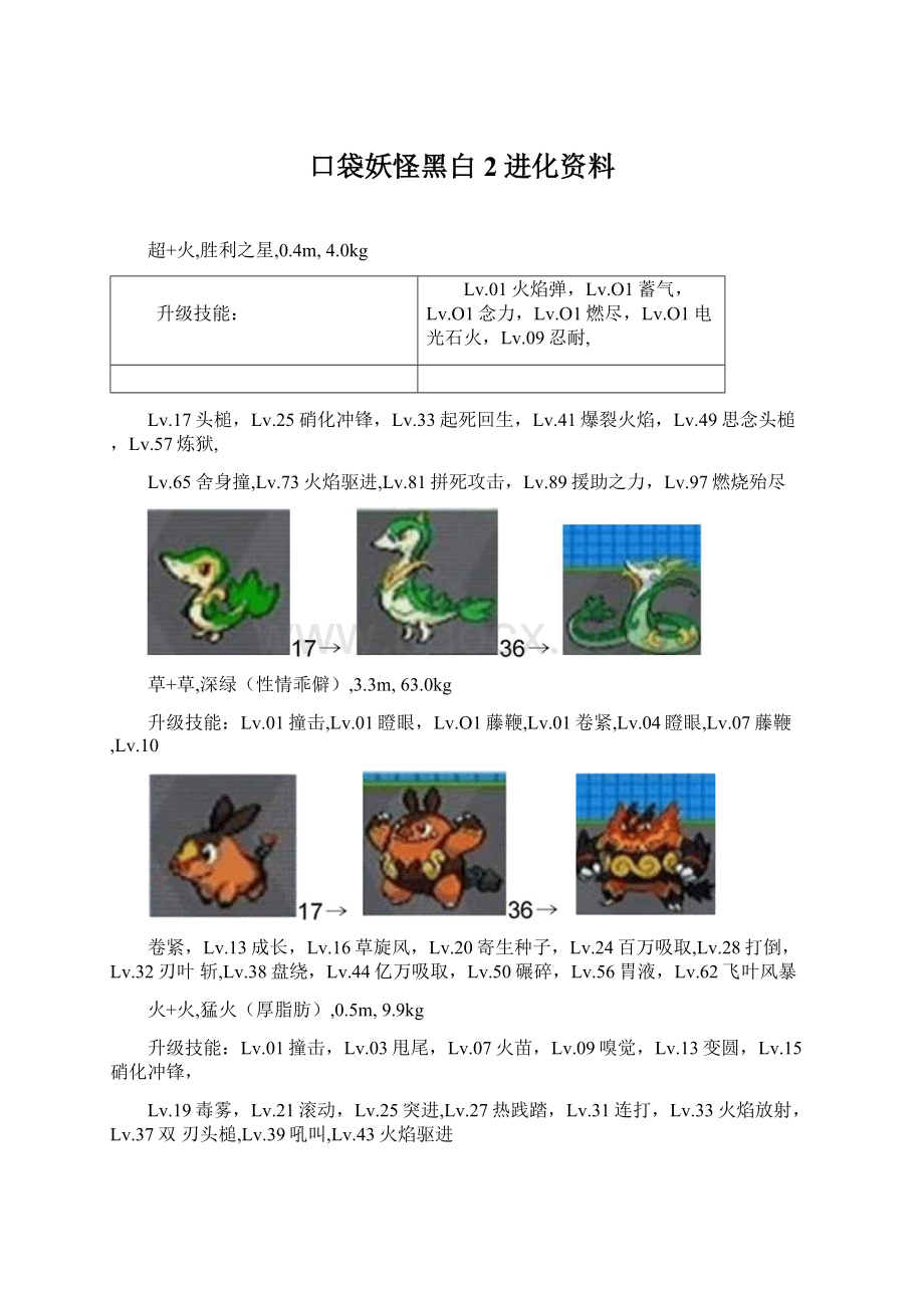 口袋妖怪黑白2进化资料.docx