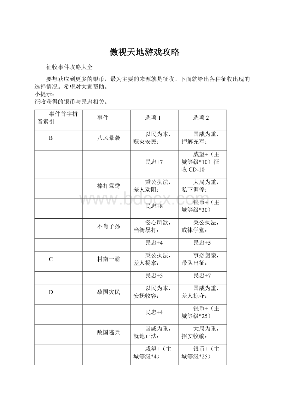 傲视天地游戏攻略.docx